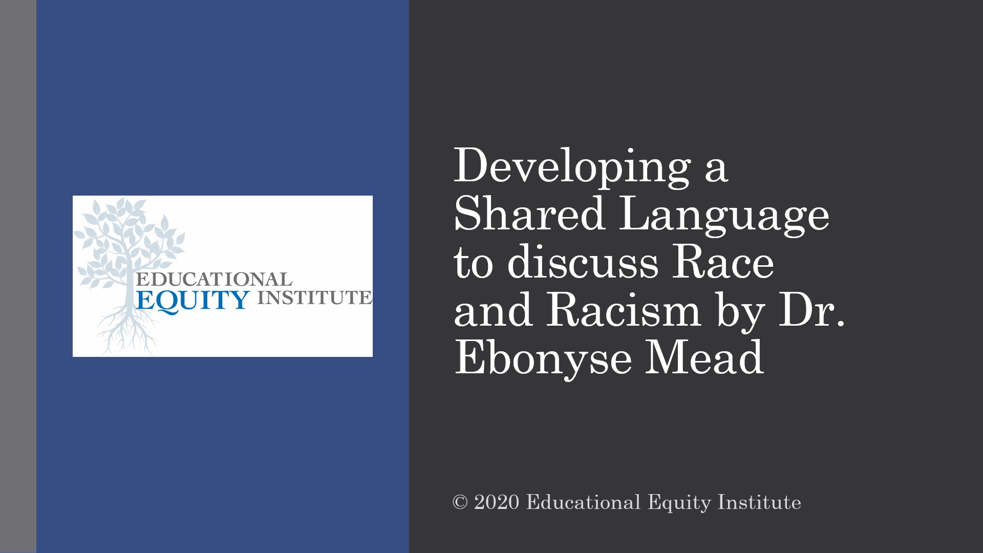Developing a Shared Language to Discuss Race and Racism Training Module