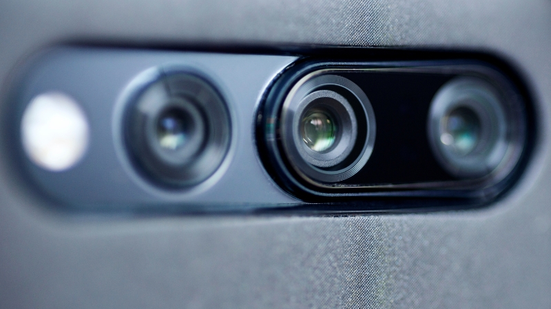 Close-up of smartphone camera lenses